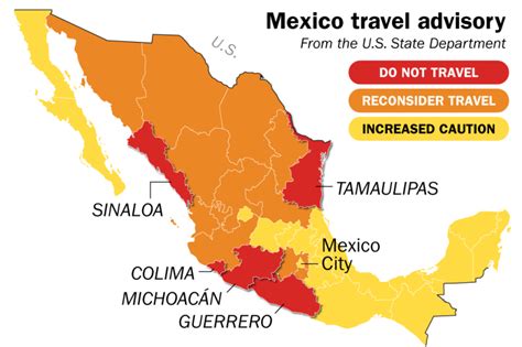 Mexico Travel Advisory Map from the U.S. State Department, 2019. : r/mexico