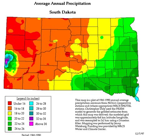 Average Annual Precipitation, South Dakota | Precipitation, South ...