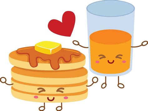 Cute Breakfast Morning Food Juice and Pancake Illustration Vector ...