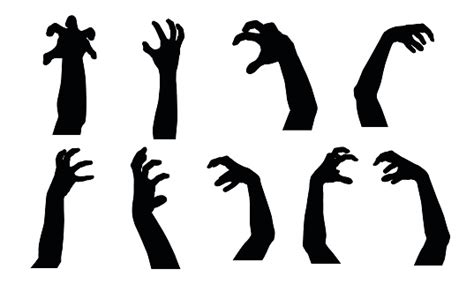 Set Of Vector Silhouettes Of Scary Hands Suitable For Halloween Isolated On White Background ...