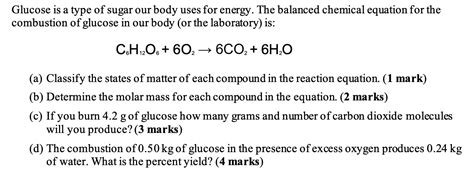 Solved Glucose is a type of sugar our body uses for energy. | Chegg.com