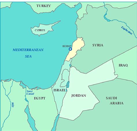 Map of Lebanon with capital city, Beirut, highlighted. (Owl & Mouse ...