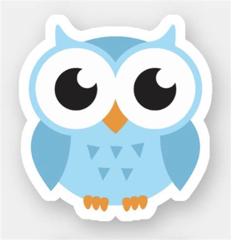 Cute blue owl stickers | Zazzle | Owl cartoon, Owl stickers, Cute owl ...