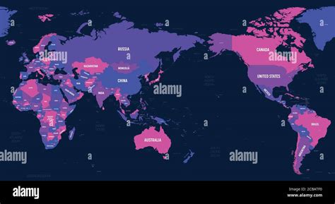 World map - Asia, Australia and Pacific Ocean centered. High detailed political map of World ...