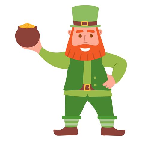 duende de dibujos animados sosteniendo una olla de oro. feliz día de san patricio. duende en ...