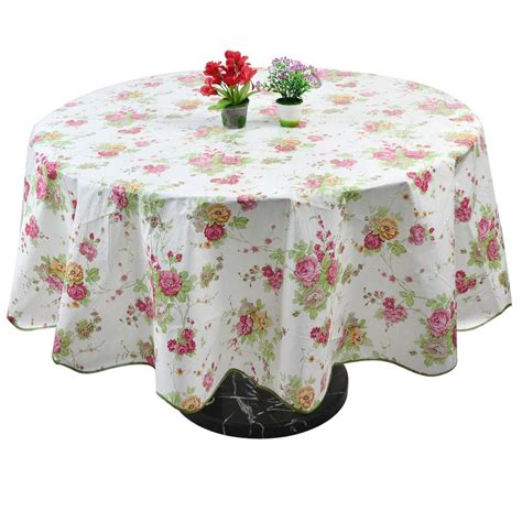 Floral Round Vinyl Tablecloth Waterproof Dinning Table Cover Red #2 71" Dia - Walmart.com ...