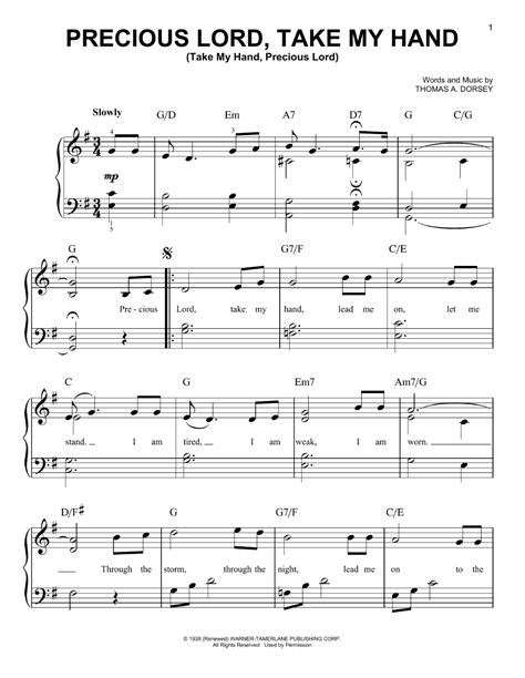 Download and Print Precious Lord, Take My Hand (Take My Hand, Precious Lord) sheet music for ...