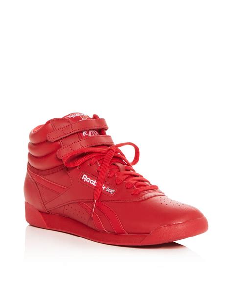 Reebok Women's Freestyle Hi Spirit Leather High Top Sneakers in Red - Lyst