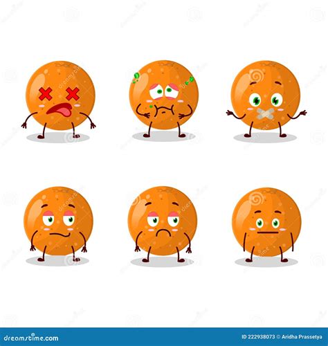 Tangerine Cartoon in Character with Nope Expression Stock Illustration ...