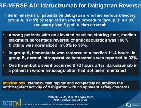 RE-VERSE AD: Idarucizumab for Dabigatran Reversal | tctmd.com