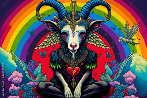 Cute baphomet demon goat, spiritual and occult symbol made with Generative AI Stock Illustration ...