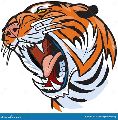 Tiger Head Roaring Vector Cartoon Illustration | CartoonDealer.com ...