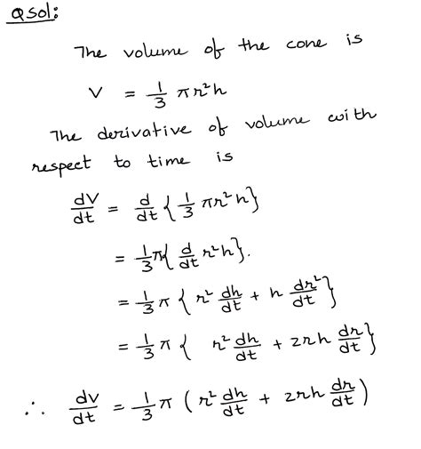 [Solved] question please . The formula for the volume of a cone is V ...