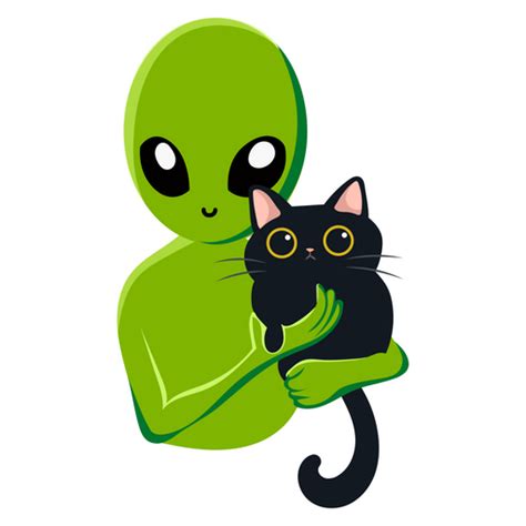 Alien with a Cat Sticker - Sticker Mania