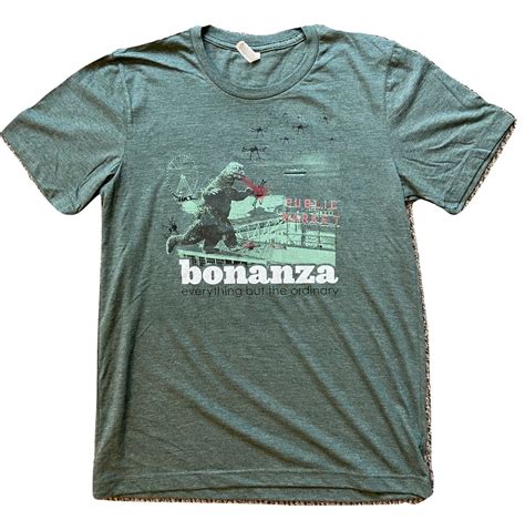 Bonanza "Bonzilla Drone Attack" T-Shirt, Dark Green - Shirts