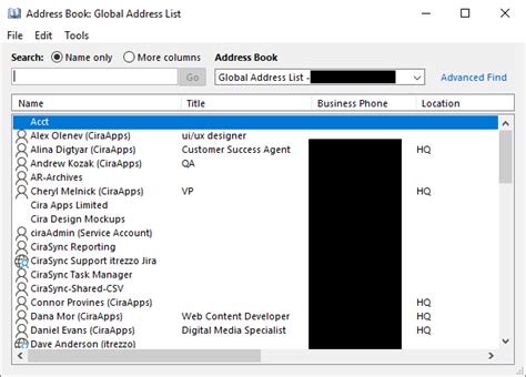 How to View the Global Address List in Outlook? | CiraSync