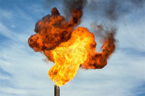 Gas flaring. stock photo. Image of construction, contamination - 58941078