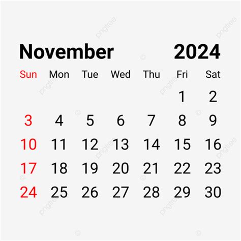 2024 November Calendar PNG, Vector, PSD, and Clipart With Transparent ...