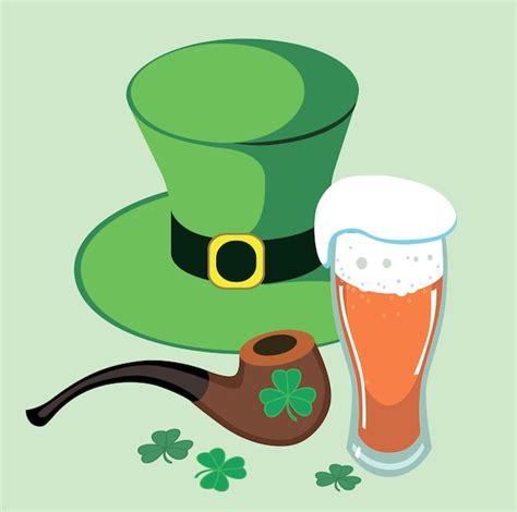 Premium Vector | A set of st patrick's day symbols a pot of coins green hatvector illustration