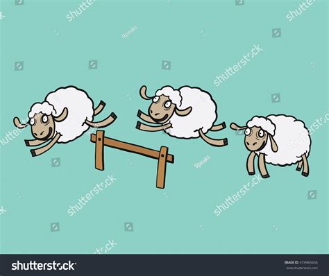 Jumping Sheep Funny Sheep Cartoon Isolated Stock Vector (Royalty Free ...