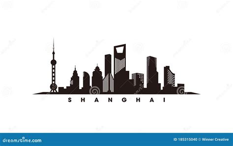 Shanghai Skyline Silhouette Vector Stock Vector - Illustration of ...