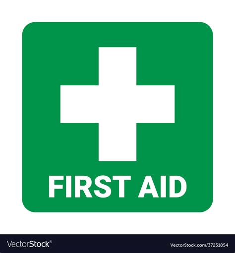 First aid icon symbol green cross safety Vector Image