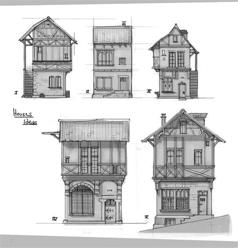 Medieval Houses - sketches by Rhynn on DeviantArt | House sketch, Medieval houses, Architecture ...