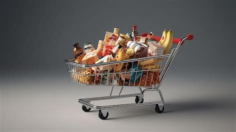 Premium AI Image | A shopping cart filled with various snacks