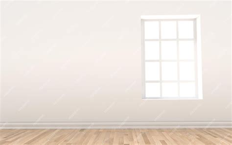 Premium Photo | Interior white empty room with window wood floor in 3D rendering