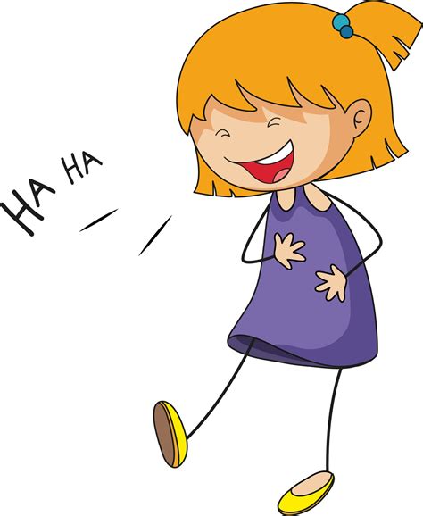 Cute girl laughing doodle cartoon character isolated 2887349 Vector Art at Vecteezy