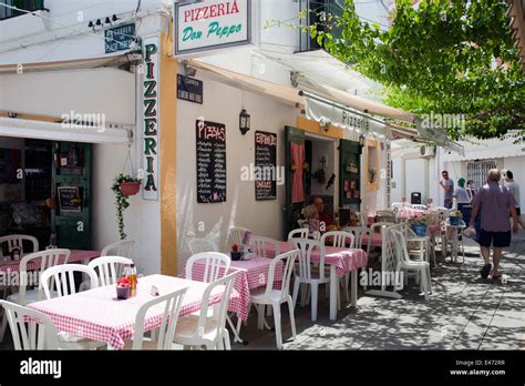 Ibiza Old Town Lanes with Restaurants and Shops - Ibiza - Spain Stock Photo - Alamy