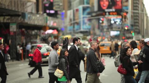 Crowd walking crossing street people slow motion urban new york city Stock Footage,#street# ...