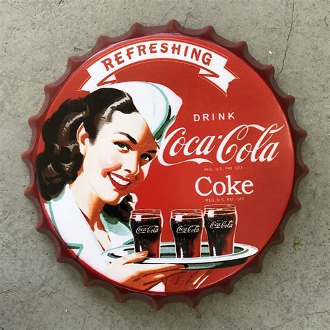 Wall Sign VINTAGE COCA COLA Bottle Top Shape. Retro Style 30cm | Etsy