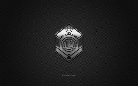 FC Lugano, Swiss football club, Swiss Super League, silver logo, gray carbon fiber background ...