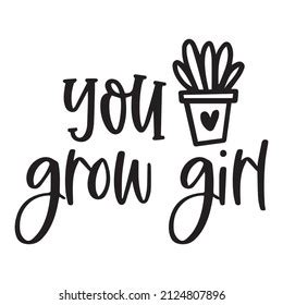 You Grow Girl Background Inspirational Quotes Stock Vector (Royalty ...