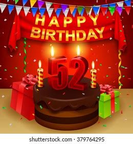 Happy 52nd Birthday Chocolate Cream Cake Stock Vector (Royalty Free) 379757680 | Shutterstock