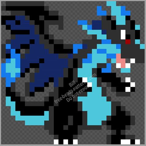 Mega Charizard X free hama beads perler beads pixel beads pattern 30x30 ...