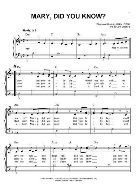 Mary Did You Know Piano Sheet Music OnlinePianist - Printable Music