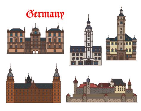 Germany architecture, Bavaria, Thuringia castles 18757574 Vector Art at Vecteezy