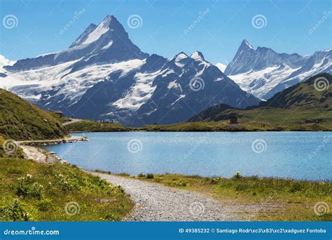 Mountain lake Bachalpsee stock photo. Image of schweiz - 49385232