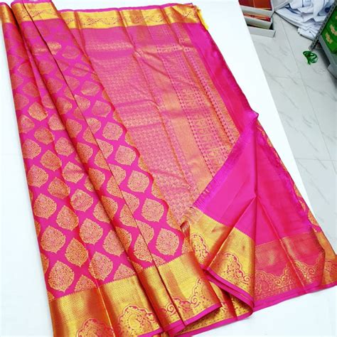 New Design Kanjivaram Pattu Silk Bridal Collection Sarees (Dark Pink ...