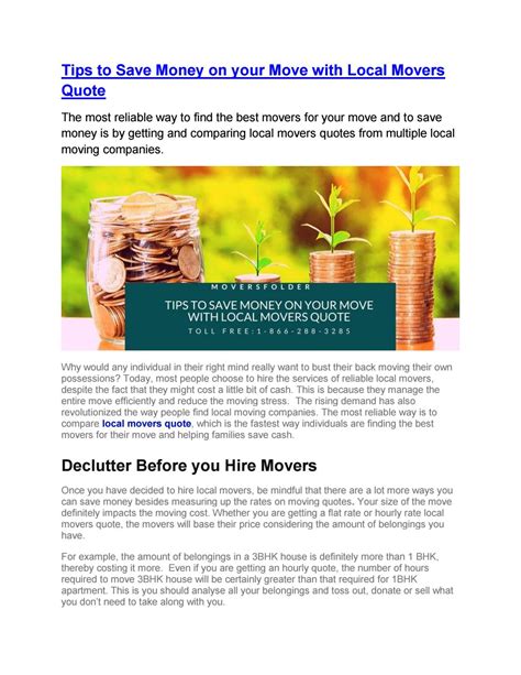 Tips to Save Money on your Move with Local Movers Quote by Moversfolder.com - Issuu