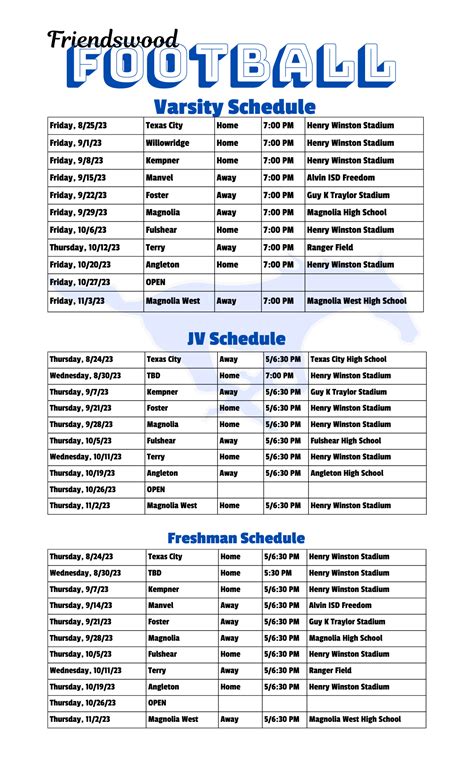 2023 Schedule | Friendswood High School Football