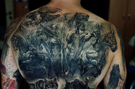 Horsemen of the apocalypse back tattoo by Stefan at Holy Grail | Four ...