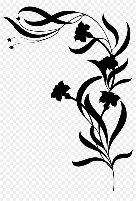 Flower Vine Silhouette - Drawing Black And White Flowers Clipart ...