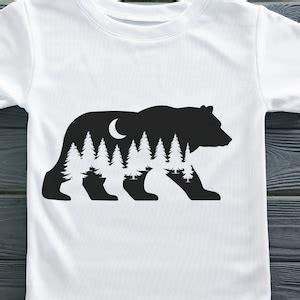 Bear SVG File, Bear Silhouette Svg, Bear Woods Svg, Pine Trees Svg Forest, Adventure Svg, Moon ...