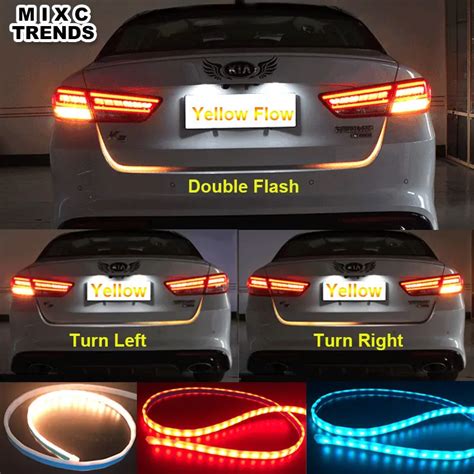 Car Styling Turn Signal Amber Flow Led strip trunk Tail Light Ice Blue LED DRL daytime running ...