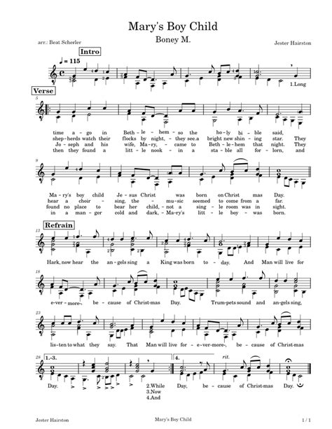 Mary's Boy Child&Text Sheet music for Guitar (Solo) | Musescore.com