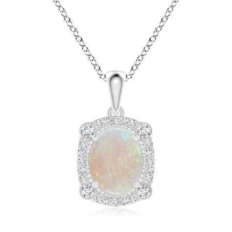 Angara - 1.45 ct. Opal Pendant Necklace|10x8mm Oval Opal Pendant|Classic Opal Pendant|October ...