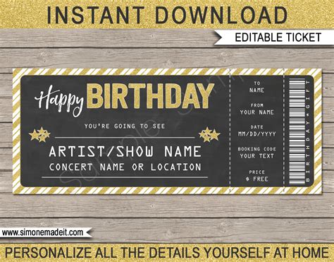 Birthday Concert Ticket Template | Concert ticket gift, Concert ticket template, Ticket template